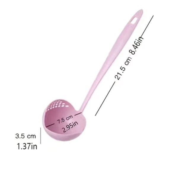 Ladle Plastic Green Purple 2PC Skimmer Spoon Filter Strainer Soup Spoons Random - Picture 3 of 6